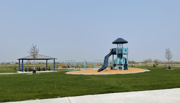 Photo of playground and picnic shelter