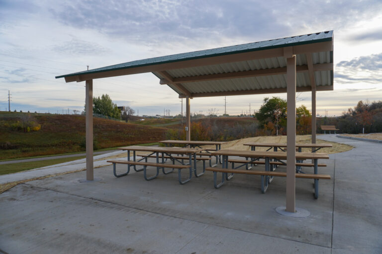 shelter at Hay Creek Park with four picnic tables