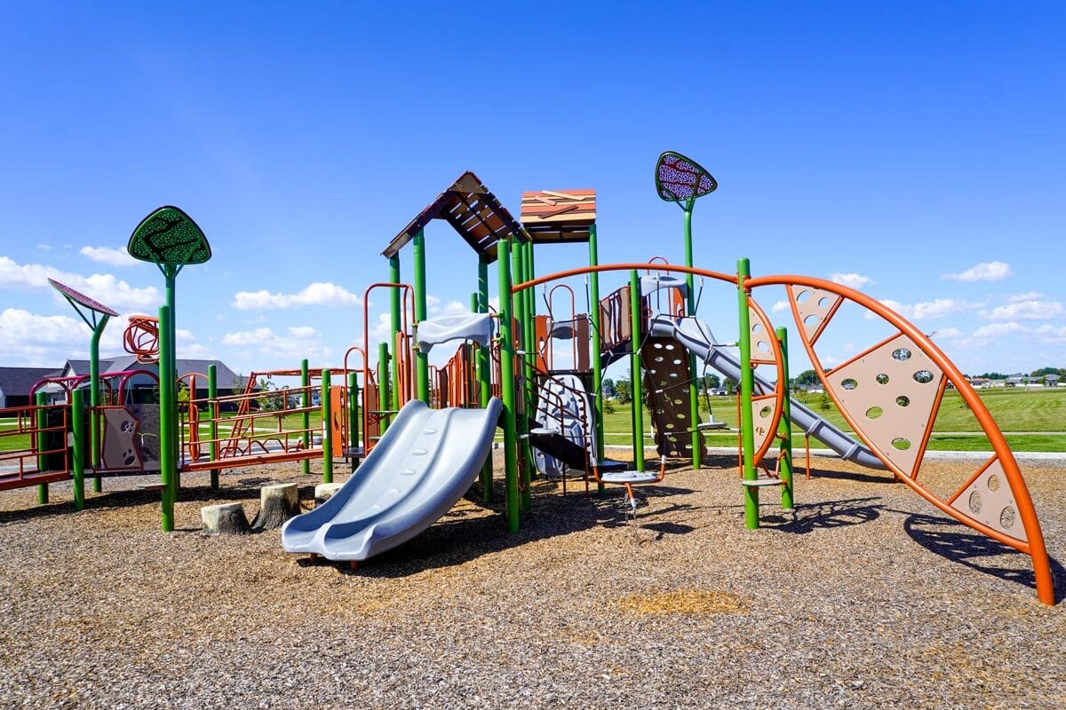 green, orange, and blue playground at Hidden Star Park