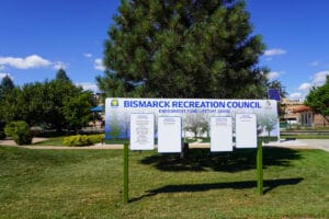 Bismarck Recreation Council Endowment Fund donor sign at Peace Park