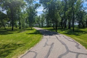trail at Pioneer Park with trees in background
