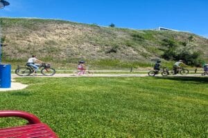bike riders on the trail at Pioneer Park
