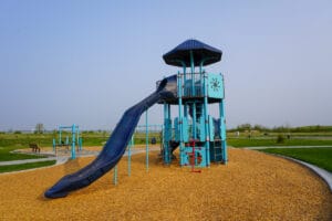 blue playground at Promontory Point Park