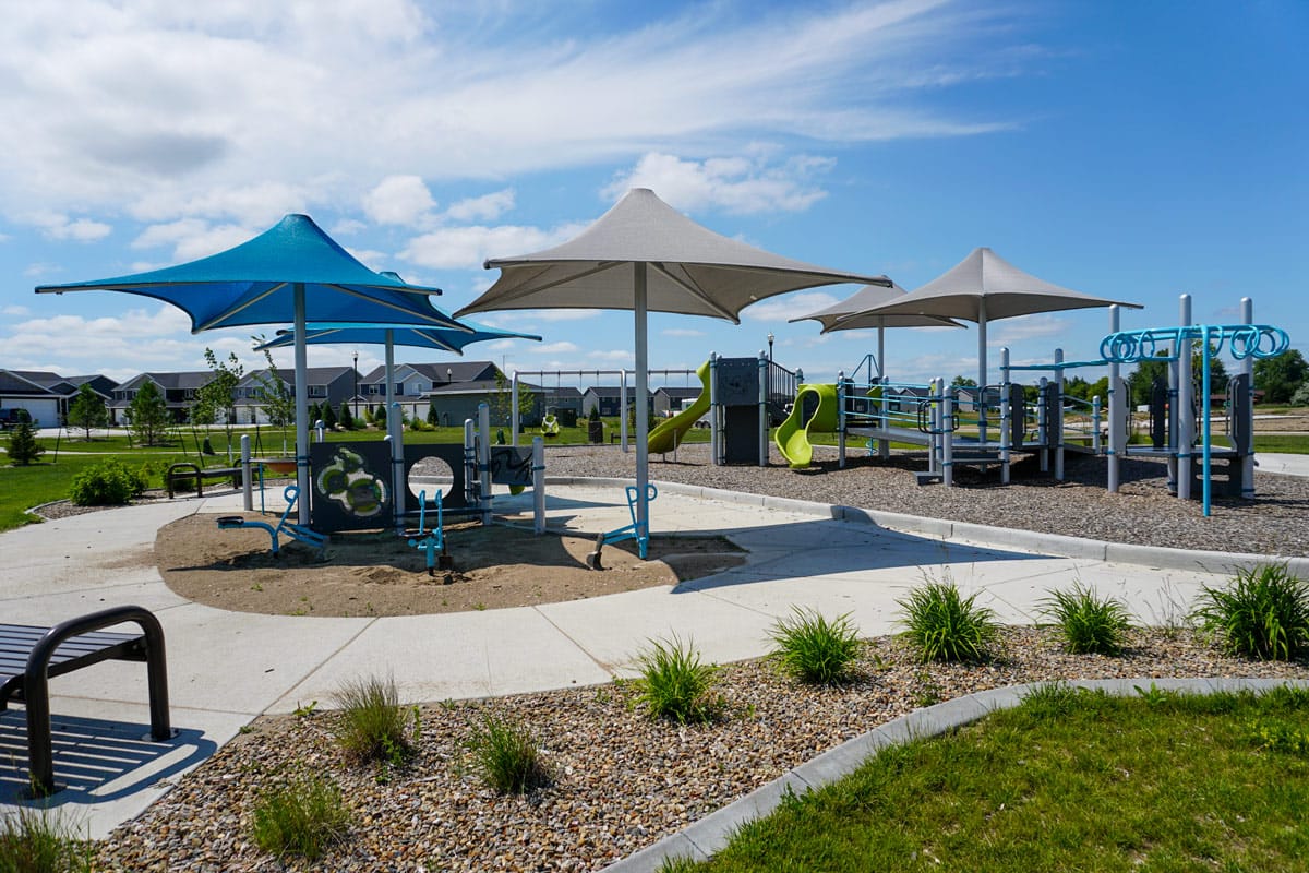 blue and green playground at South Meadows Park
