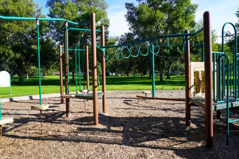 monkey themed playground near shelter 8 at Sertoma Park