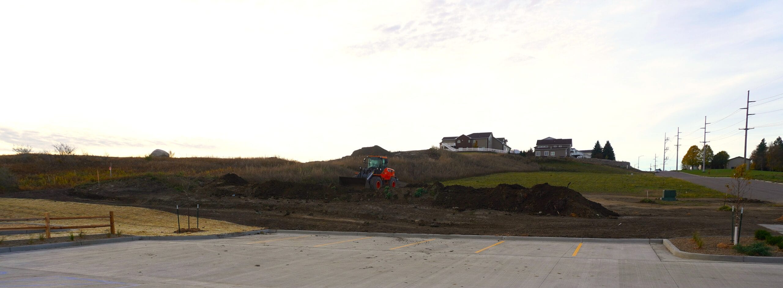 Looking north at residential lots from Hay Creek Park parking lot