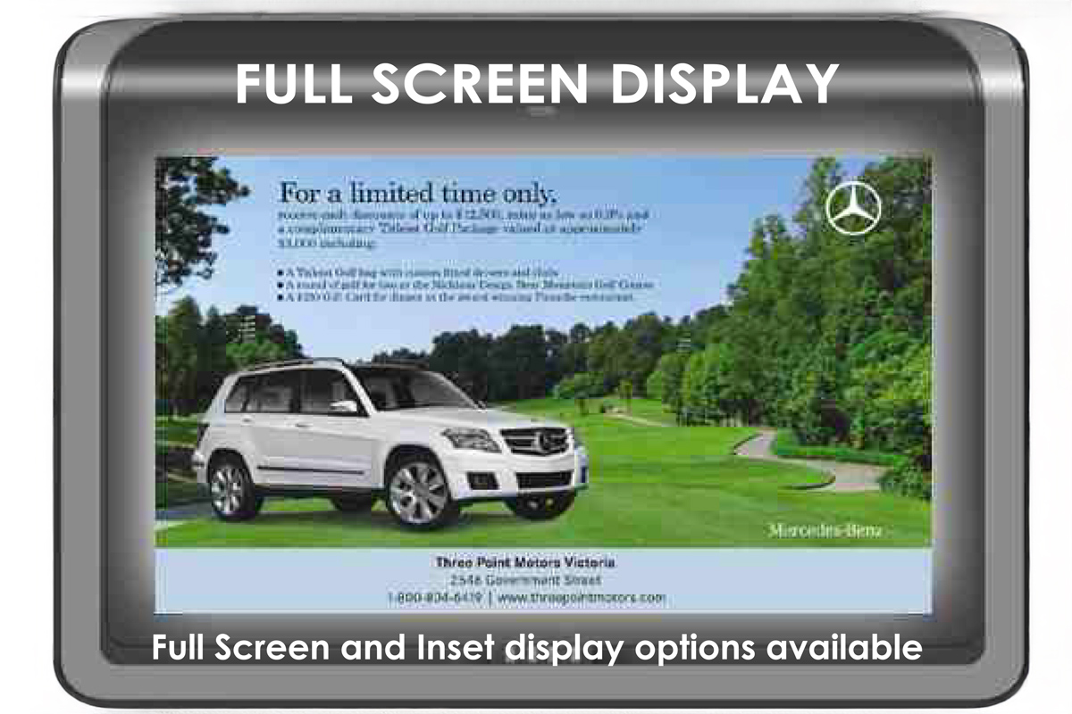 GPS Screen at Riverwood Golf Course showing an ad for an SUV
