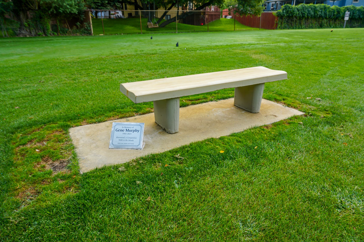 Memorial bench at Riverwood Golf Course