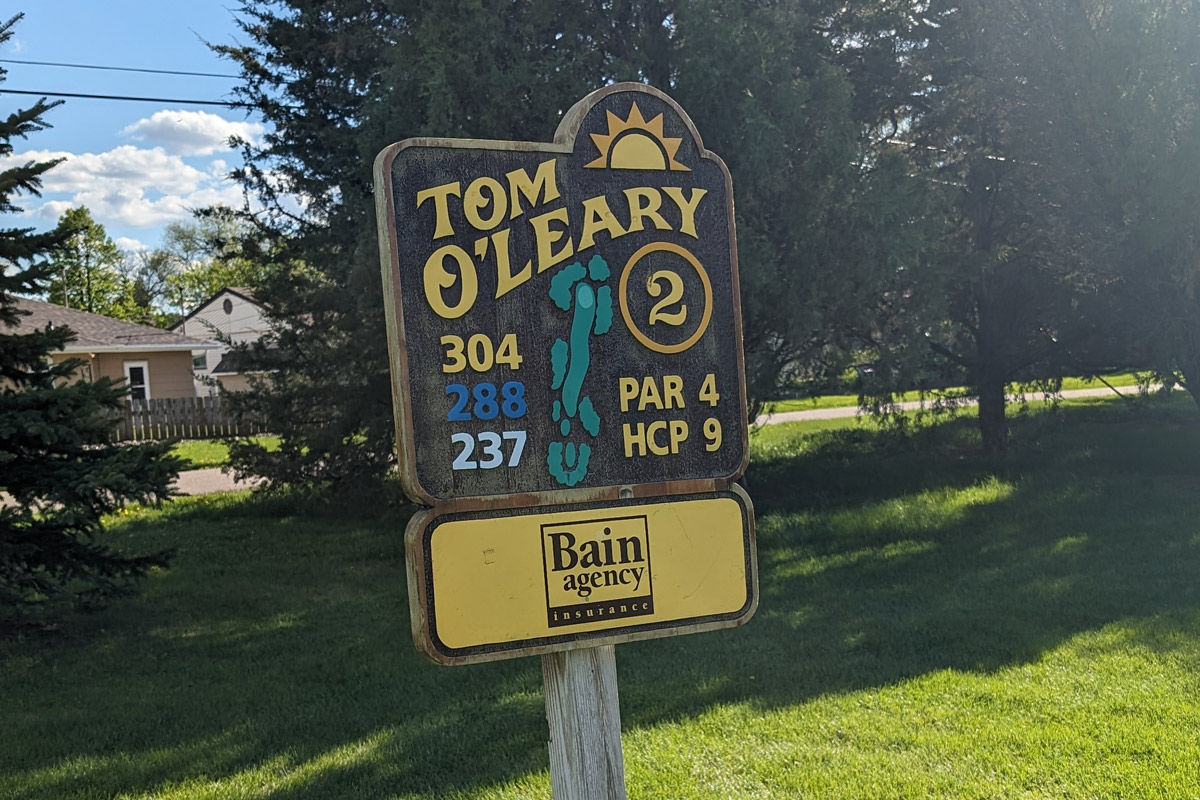 Tom O'Leary Tee Box Sign (hole #2)