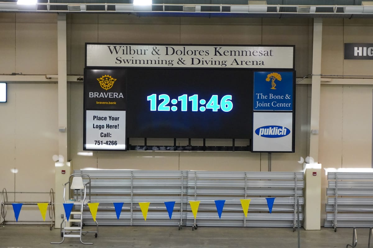 videoboard at BSC AWC with two spots for advertising on both the left and right sides