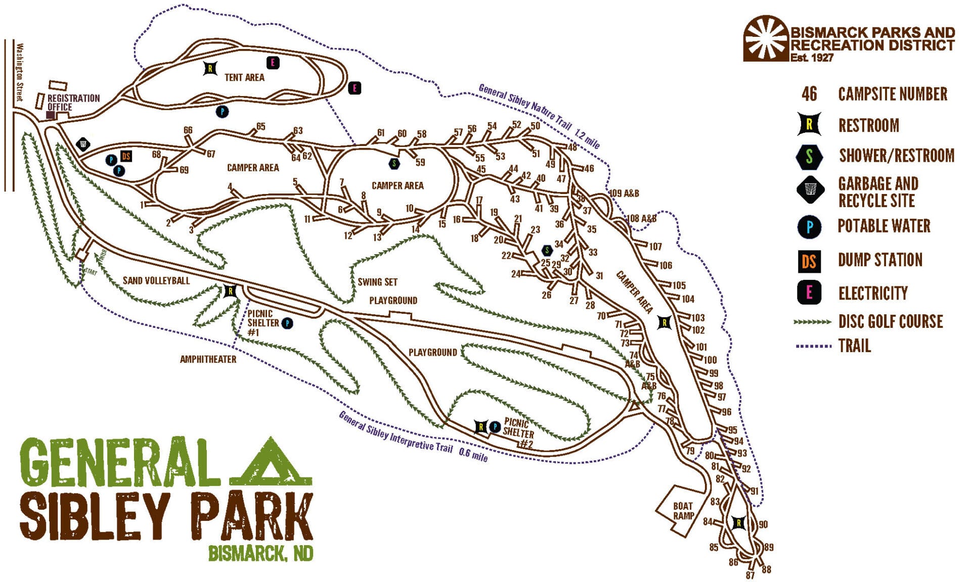 General Sibley Park and Campground RV Area Map