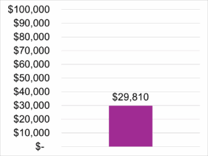 Chart showing $29,810 in donations compared to a $100,000 goal