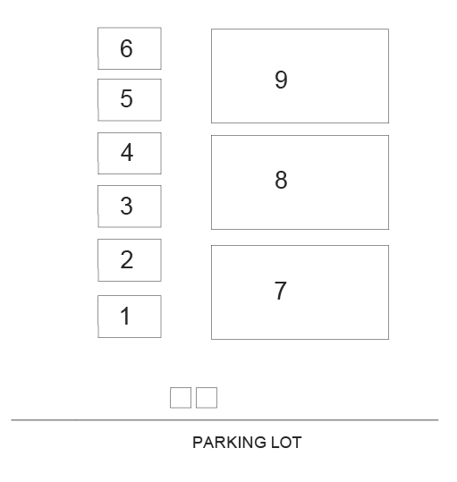 Horizon Middle School Soccer Field Layout in the Summer, Parking lot in the south, fields 1-6 on the left and fields 7-9 on the right