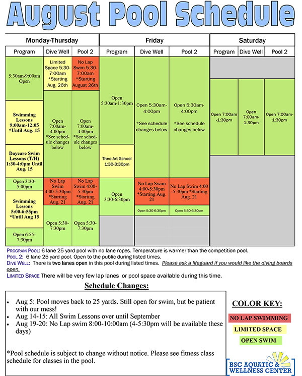 Pool Schedule Bismarck Parks & Recreation