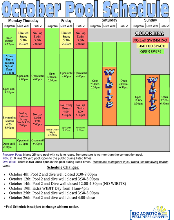 Pool Schedule Bismarck Parks & Recreation