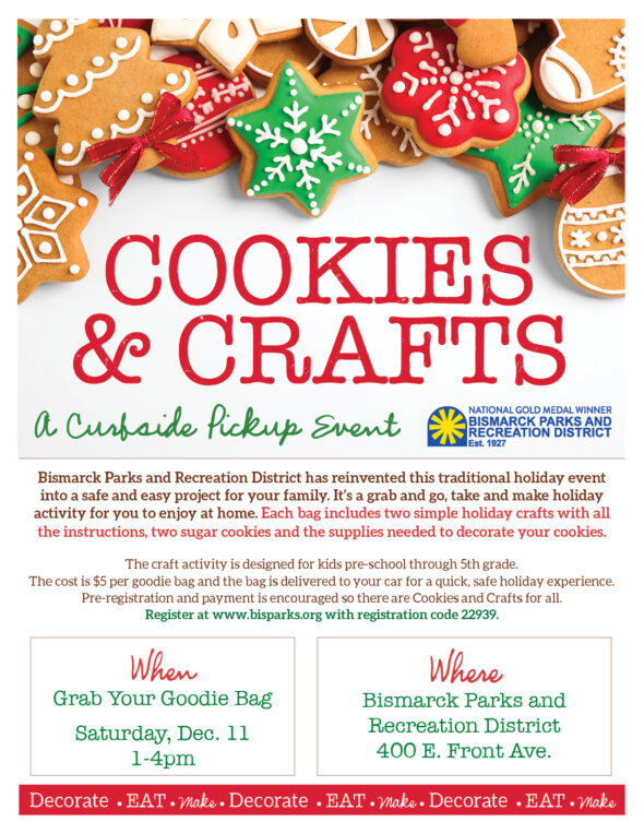 Cookies and crafts informational flyer.