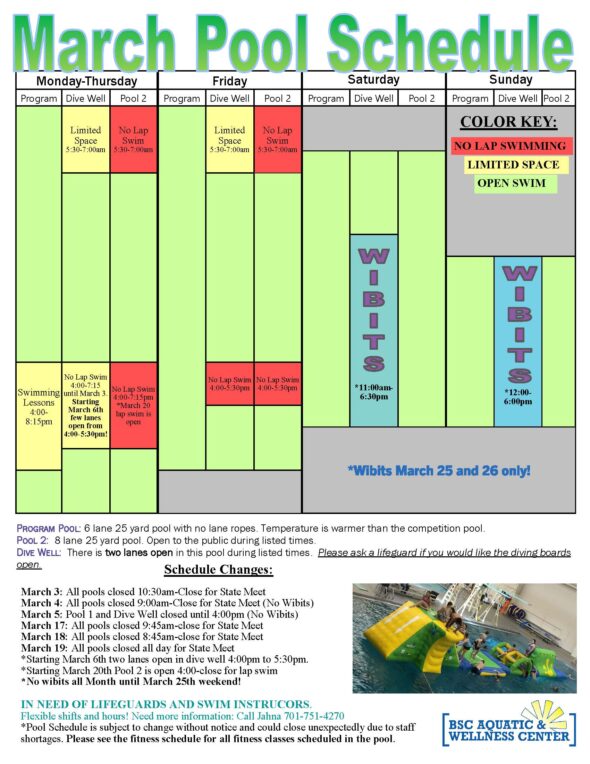 Pool Schedule Bismarck Parks & Recreation