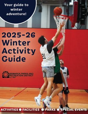 2025-26 Winter Activity Guide cover with men playing basketball